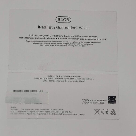 EMPTY Replacement Box for Apple iPad 9th Generation 64GB Wi-Fi Silver No Device - Picture 4 of 8